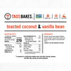 Taos Bakes | Toasted Coconut & Vanilla Bean Bar | Gluten-Free 1.8oz