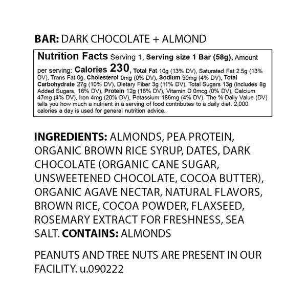 La barre collation au chocolat noir et aux amandes GFB - Sans gluten (2,05 oz)