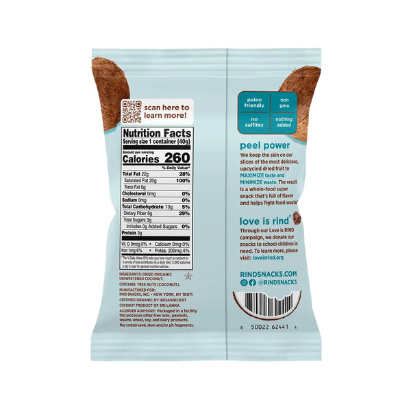 RIND Snacks | Organic Vegan Coconut Crisps Chips Gluten-Free Keto Friendly | 1.4oz