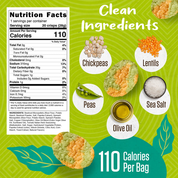 PeaKaPop | Veggie Crisps Tomato & Herbs 1oz | Gluten-Free Vegan