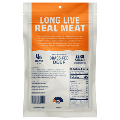 Archer | Mini Beef Sticks – 100% Grass-Fed Beef | Original (0.5 oz)