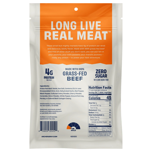 Archer | Mini Beef Sticks – 100% Grass-Fed Beef | Original (0.5 oz)