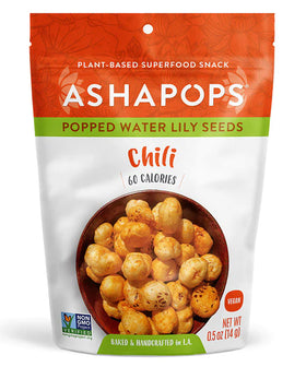 Ashapops | Semillas de lirio de agua reventadas, chile y lima vegano a base de plantas (bolsa de 0.5 oz)