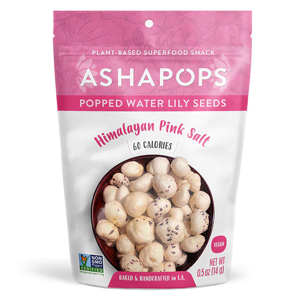 Ashapops | Graines de nénuphar éclatées à base de plantes, sel rose de l'Himalaya végétalien (sac de 0,5 oz)
