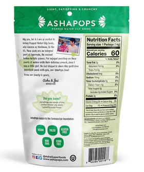 Ashapops | Semillas de nenúfar reventadas Queso vegano a base de plantas (bolsa de 0.5 oz)