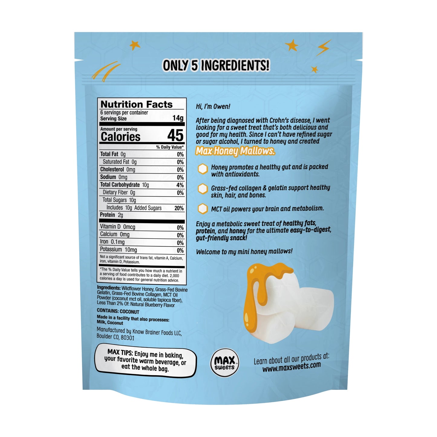 Max Mallow Honey | Bold Blueberry Mini Marshmallows Gluten-Free