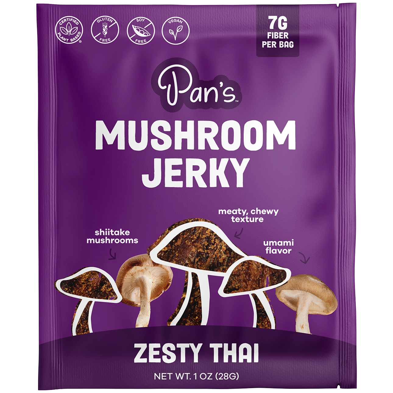 Pan's Mushroom Jerky - Zesty Thai Vegan 1oz
