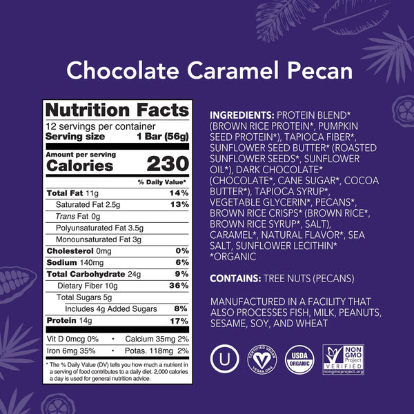 Aloha | Chocolate Caramel Pecan Protein Bar | Vegan Organic 1.98oz