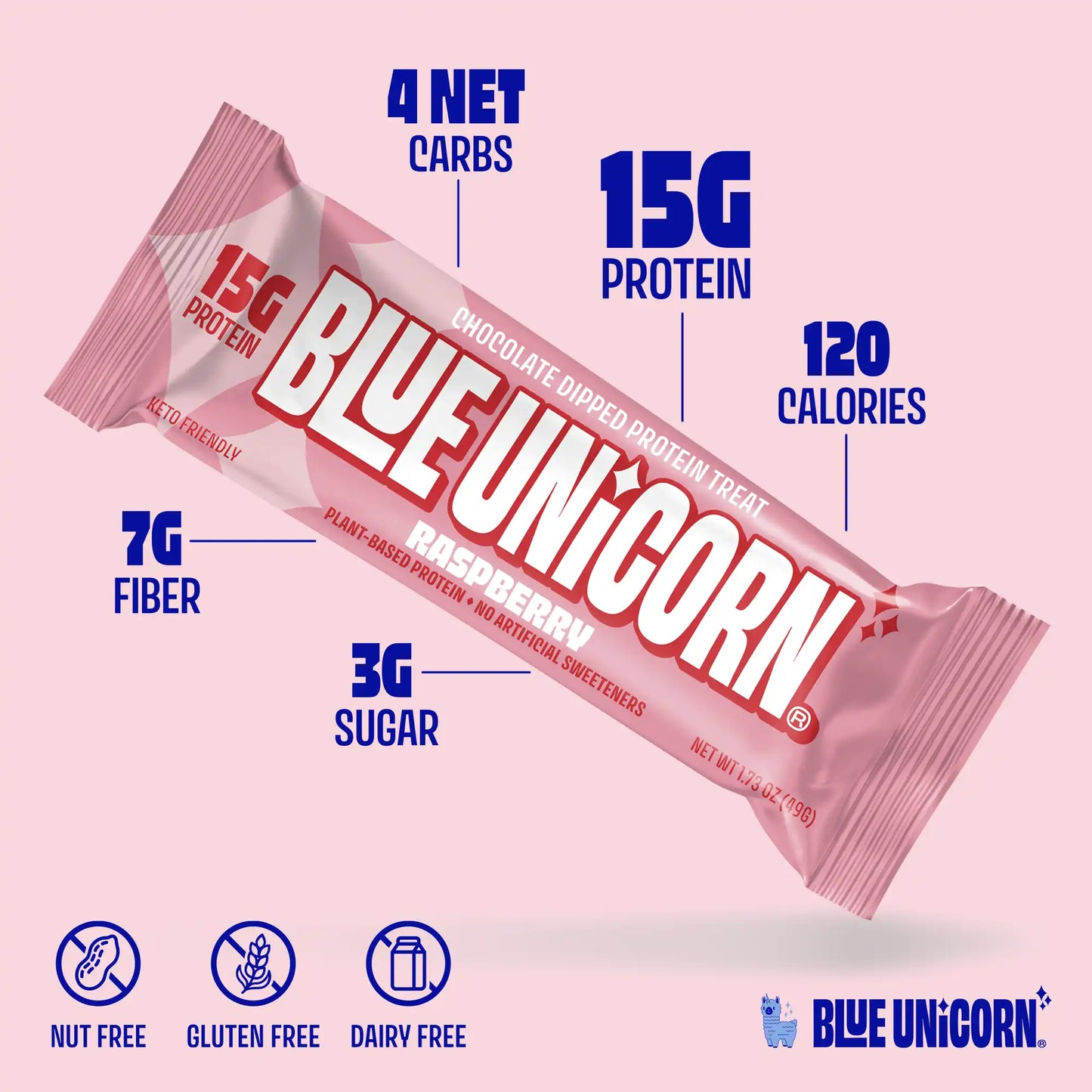 Blue Unicorn Raspberry Protein Bar