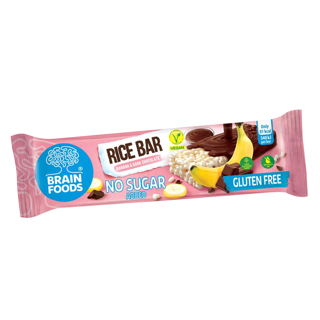 Brain Foods | Banana & Chocolate Rice Bar Vegan Gluten Free