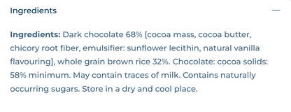 Brain Foods | Dark Chocolate Rice Bar Vegan Gluten Free