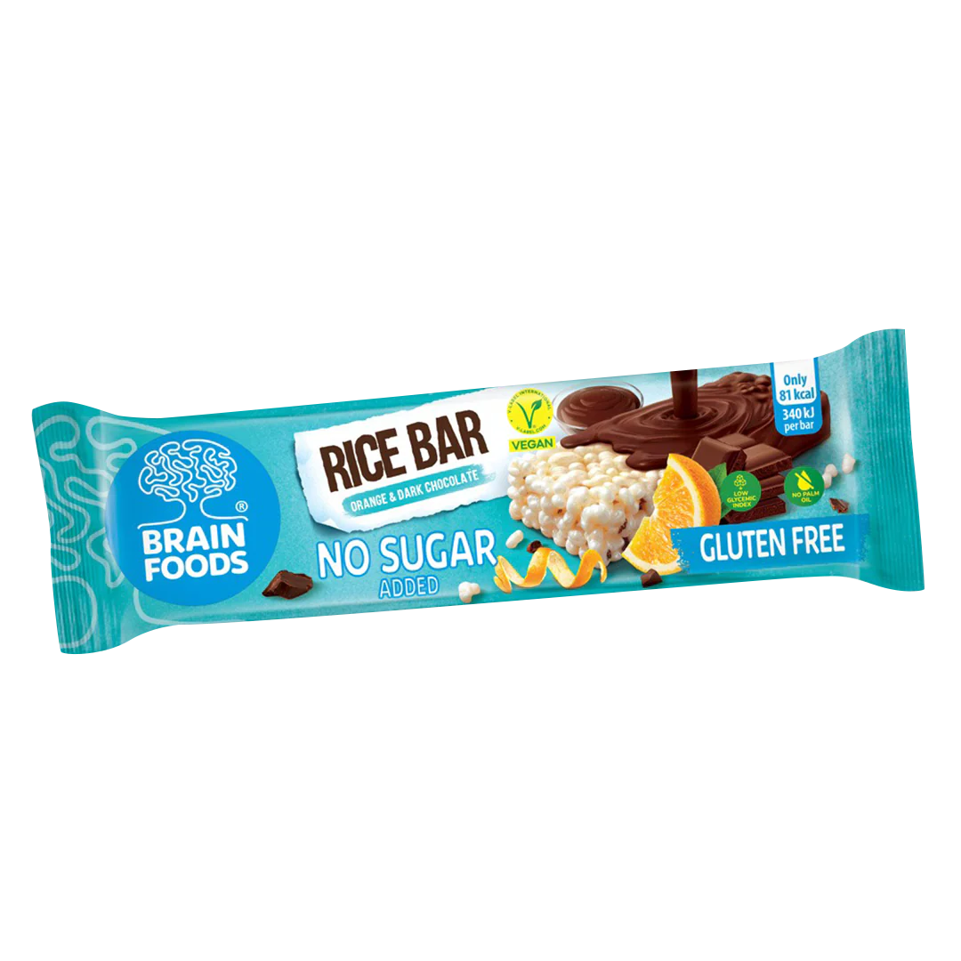 Brain Foods | Orange & Chocolate Rice Bar Vegan Gluten Free