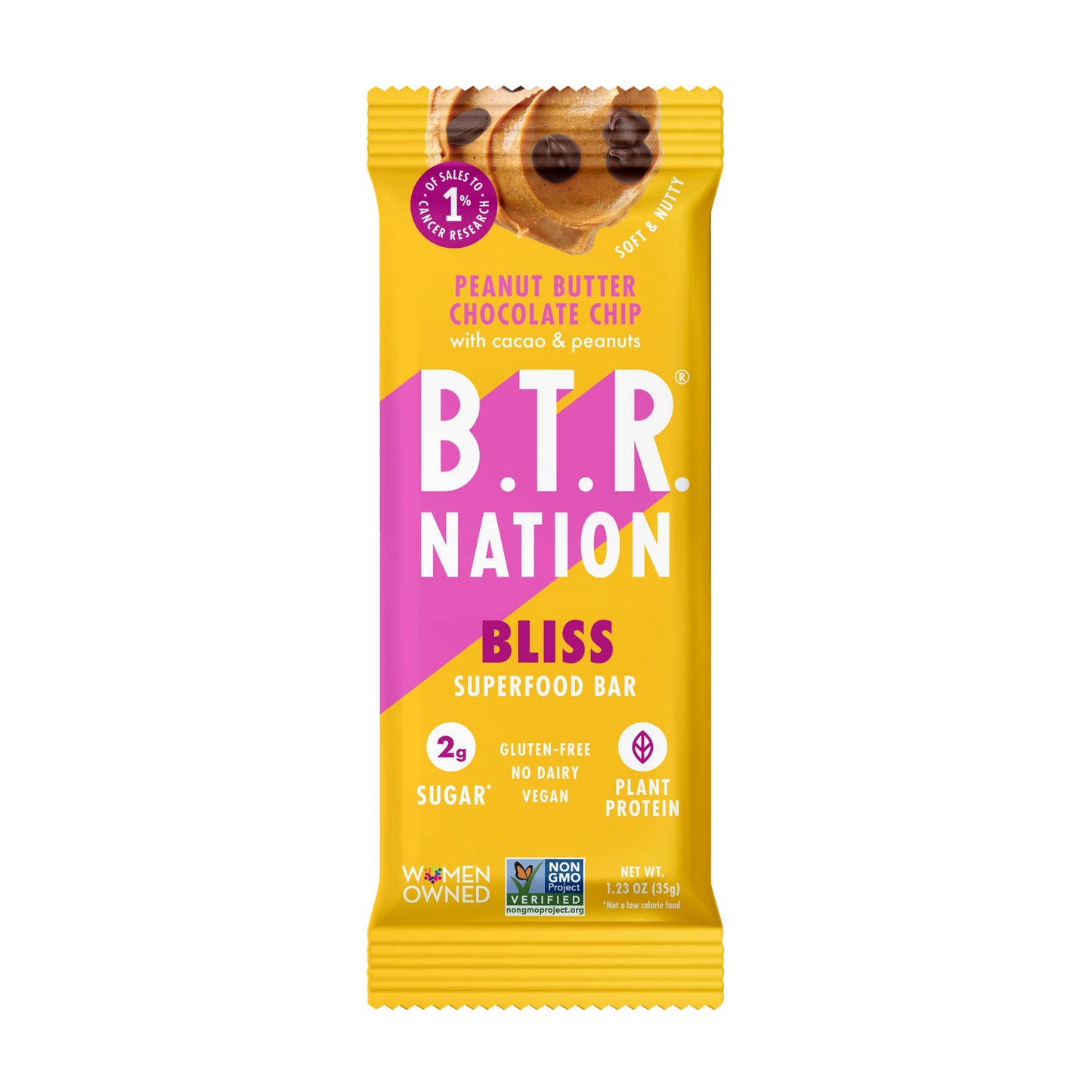 B.T.R Bar Peanut Butter Chocolate Chip Superfood Nut Butter Bar