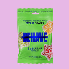 Behave | Sour Stars Gummies | 3g Sugar Gluten-Free (Raspberry, Apple, Pineapple)