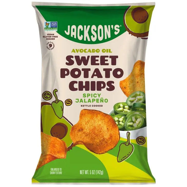 de Jackson | Chips de patates douces Jalapeño épicé à l'huile d'avocat | Végétalien Casher 5oz