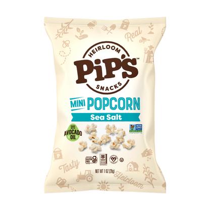 Heirloom Pip's Snacks Sea Salt Mini Popcorn 1oz Vegan Gluten-Free