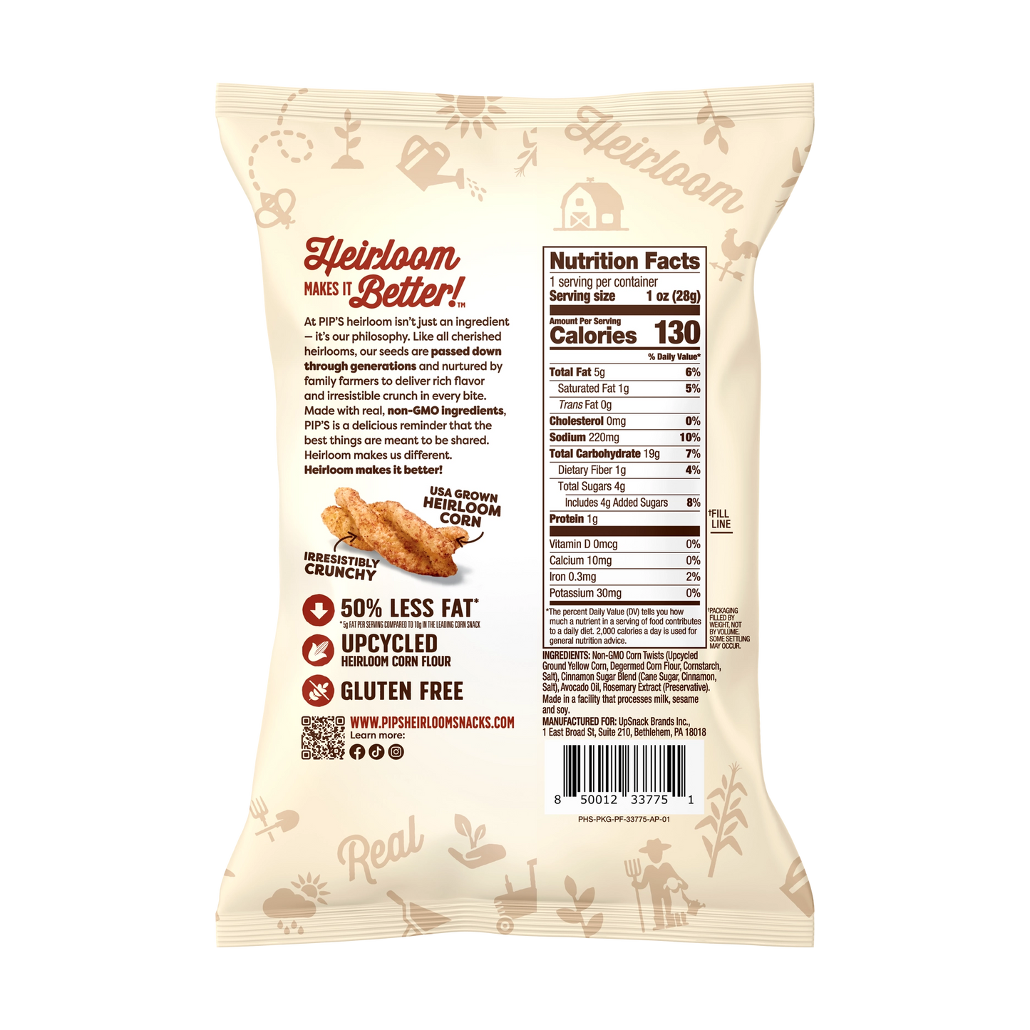 Heirloom Pip's Snacks Twists Cinnamon Sugar