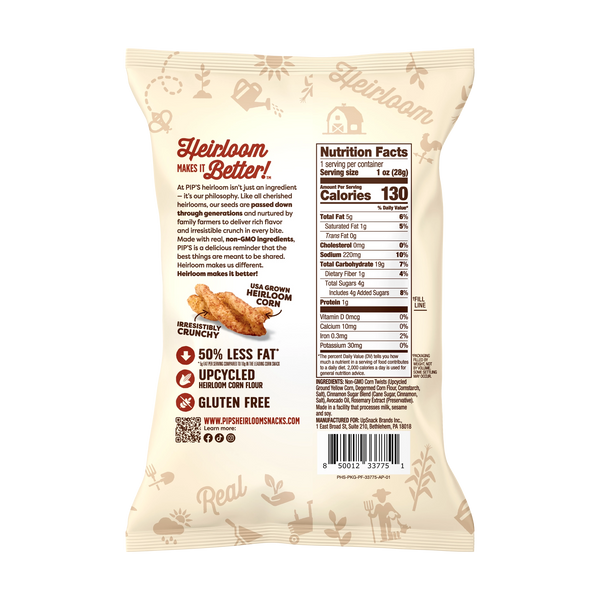 Heirloom Pip's Snacks Twists Cinnamon Sugar