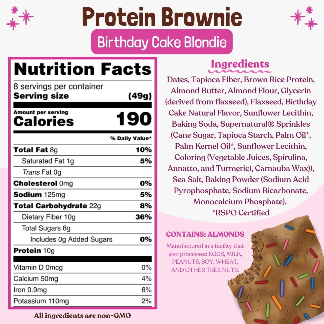 Elavi | Birthdy Cake High Protein Chocolate Blondie | 1.87oz Vegan Gluten-Free