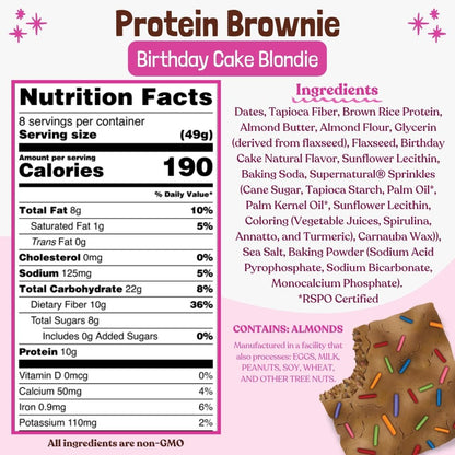 Elavi | Birthdy Cake High Protein Chocolate Blondie | 1.87oz Vegan Gluten-Free