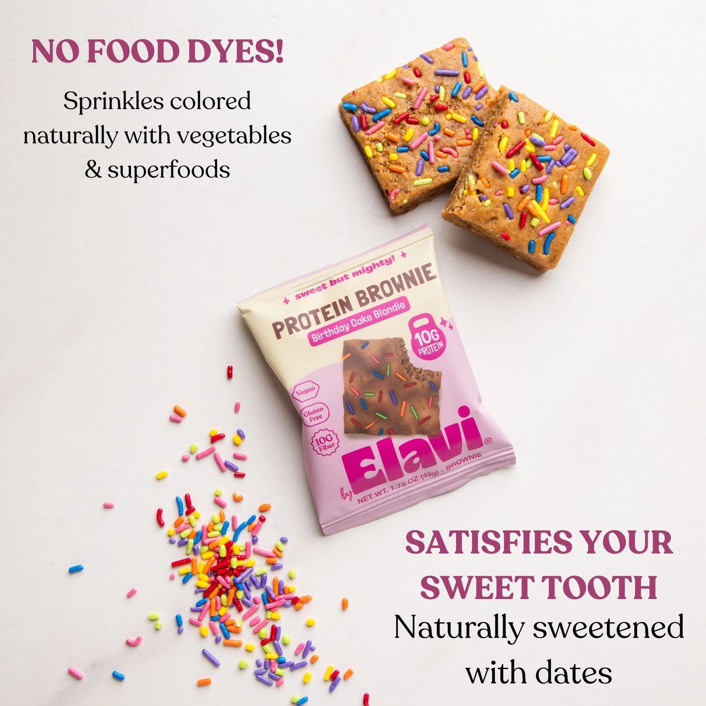 Elavi | Birthdy Cake High Protein Chocolate Blondie | 1.87oz Vegan Gluten-Free