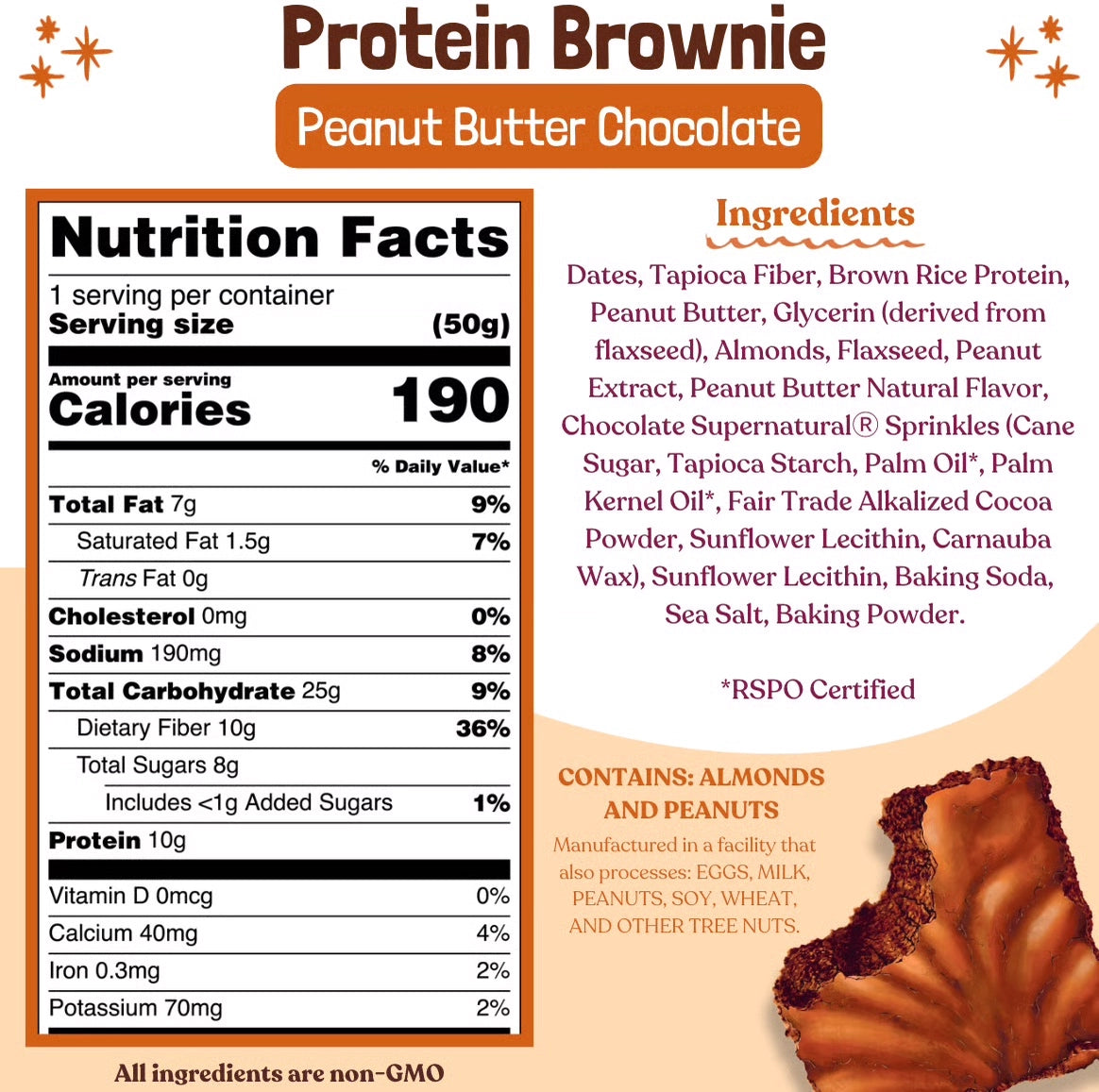 Elavi | Peanut Butter High Protein Chocolate Brownie | 1.87oz Vegan Gluten-Free