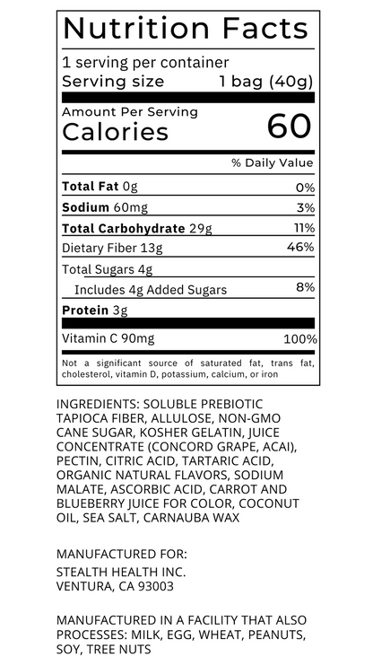TiDBiTS Candy Acai Grape Gummies | Low Sugar 1.4oz