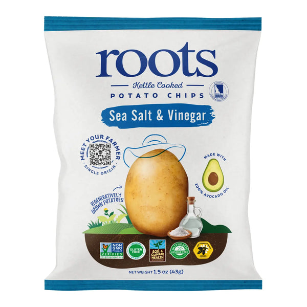 Roots | Sea Salt & Vinegar Kettle Cooked Potato Chips | Gluten-Free (1.5oz)