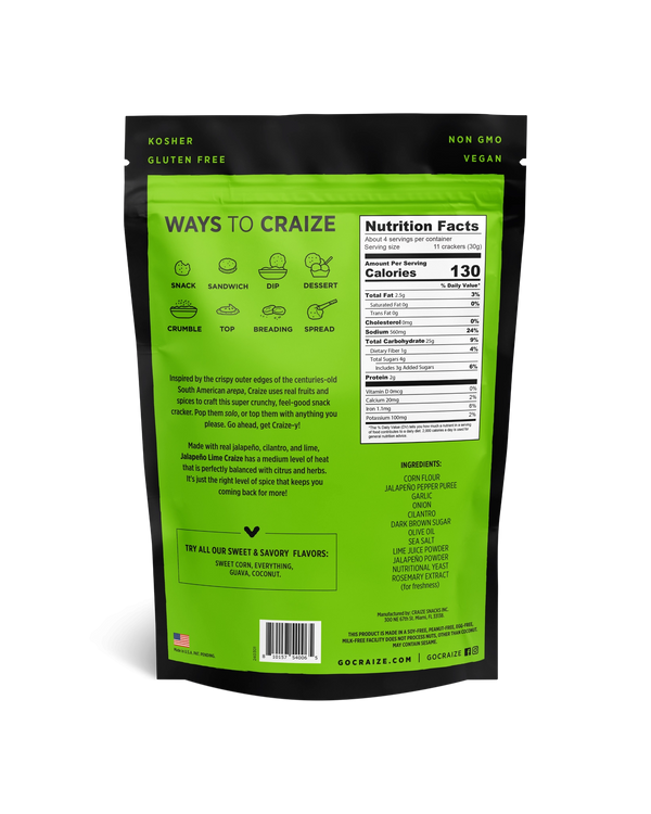 Craize | Jalapeño Lime Toasted Crisps | Gluten Free, Vegan, Kosher (4.0 oz)