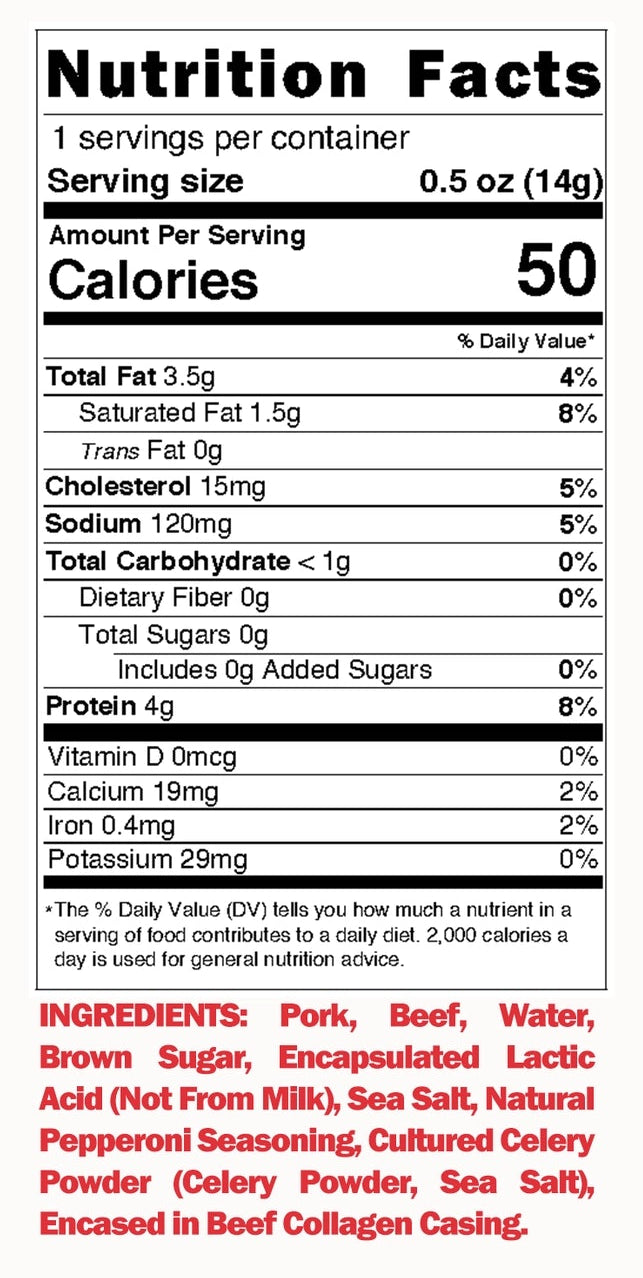 Field Trip Pepperoni Recipe Meat Stick (0.5oz) Gluten Free