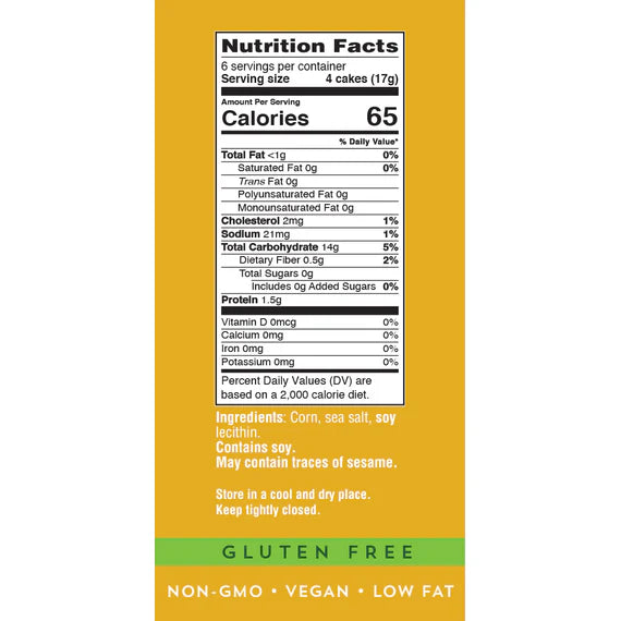 Galil | Corn Cakes Sea Salt | Thin 3.5oz Vegan Gluten-Free