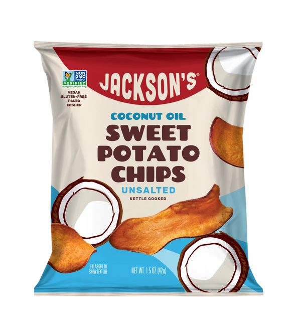Jackson's | Sweet Potato Chips Unsalted with Coconut Oil | Vegan Kosher 1.5oz
