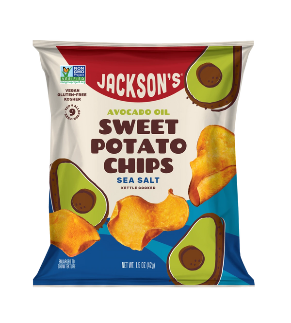 Jackson | Chips de batata, sal marina con aceite de aguacate | Kosher vegano 1.5oz