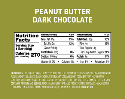 Kate's Real Food | Organic Gluten-Free Peanut Butter Dark Chocolate Bar (2.2 oz)