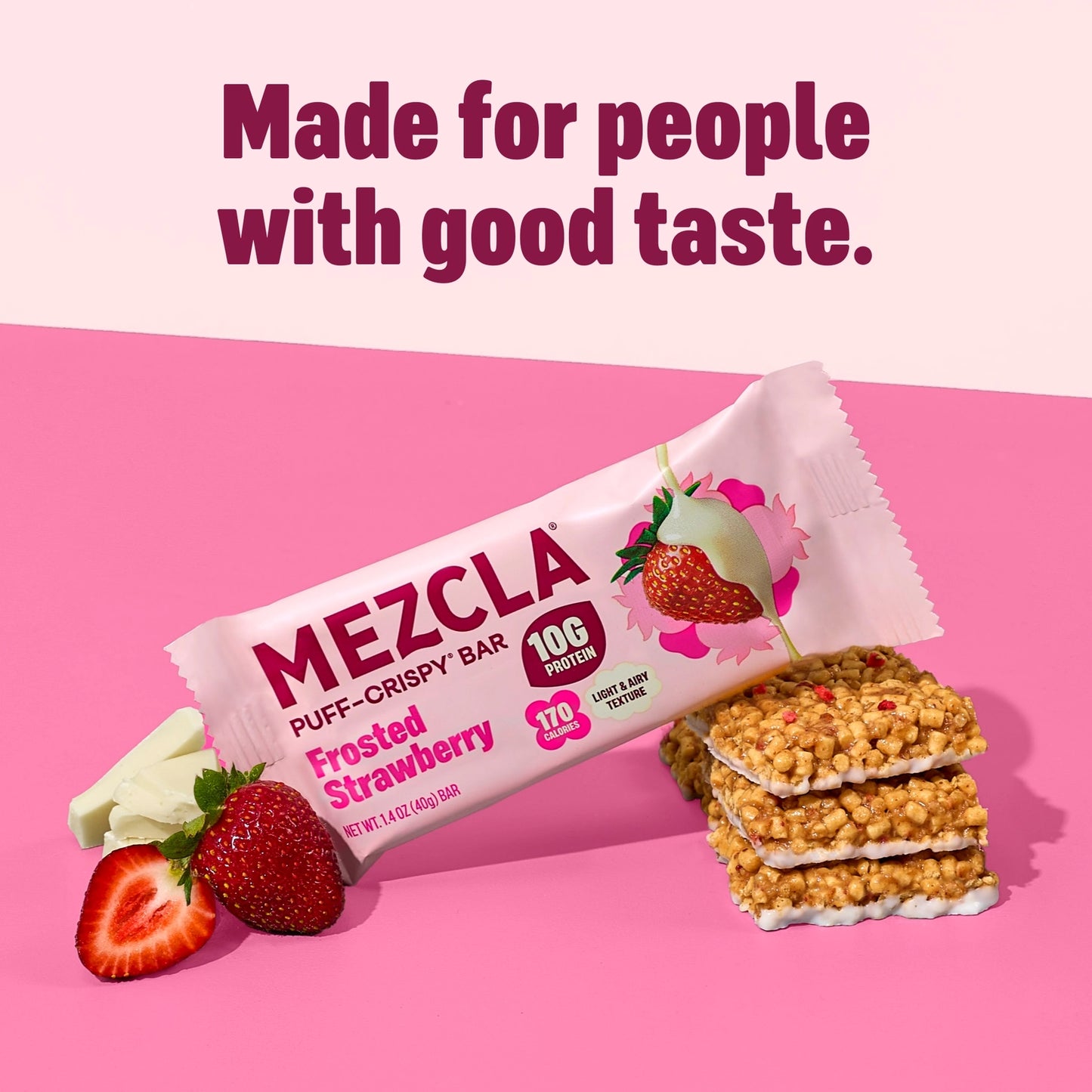 Mezcla | Frosted Strawberry | Vegan Plant Protein Bar - 1.4oz