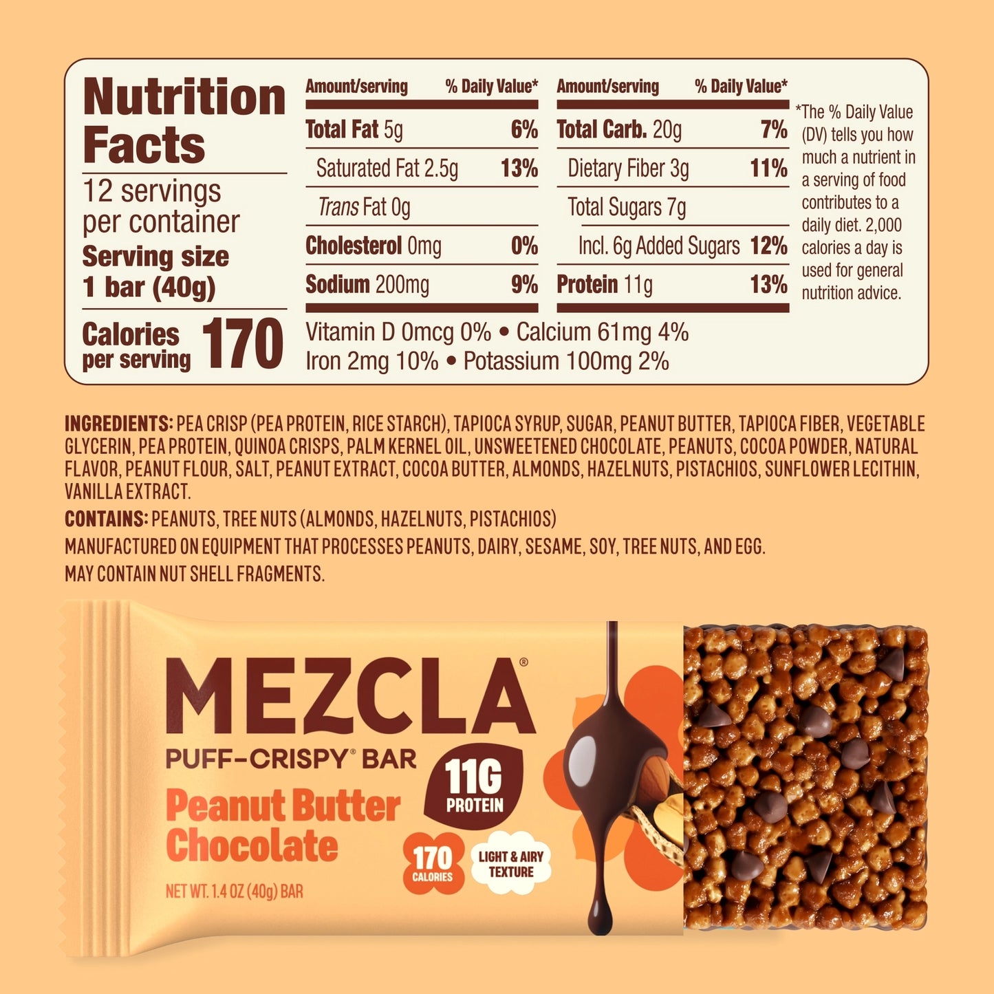 Mezcla | Peanut Butter Chocolate | Vegan Plant Protein Bar - 1.4oz