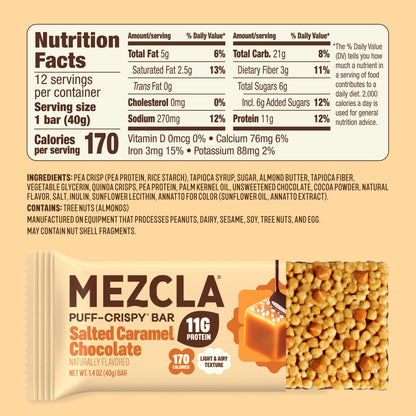 Mezcla | Salted Caramel Chocolate | Vegan Plant Protein Bar - 1.4oz