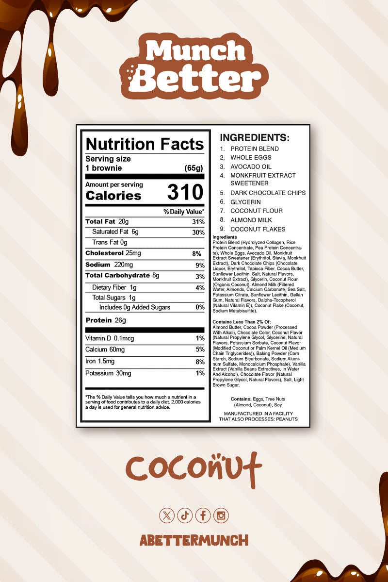 Munch Better | Coconut Protein Brownie | Gluten Free Dairy Free 2.3oz