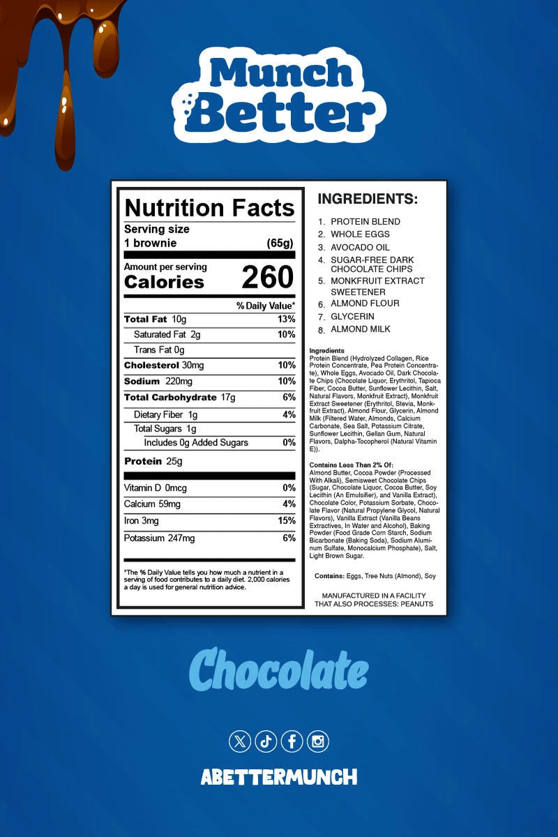 Munch Better | Dark Chocolate Protein Brownie | Gluten Free Dairy Free 2.3oz