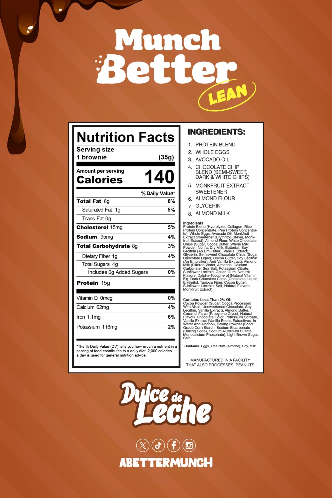 Munch Better Lean | Dulce de Leche Protein Brownie | Gluten Free 1.2oz