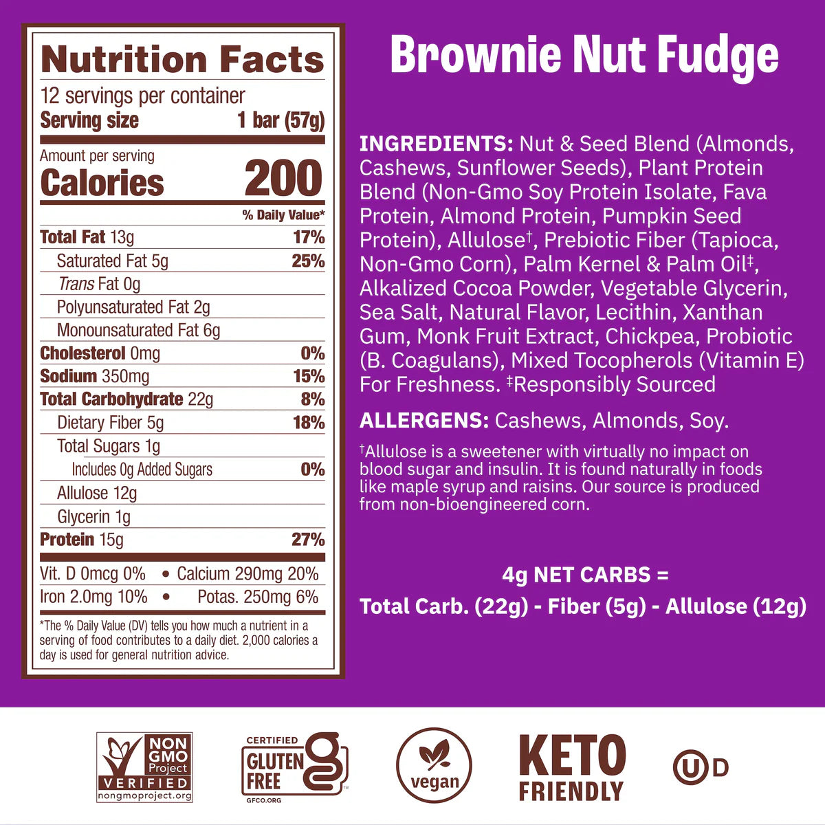 Munk Pack | Probiotic Protein Brownie Nut Fudge Bar | Gluten-Free Keto Friendly (2.01oz)