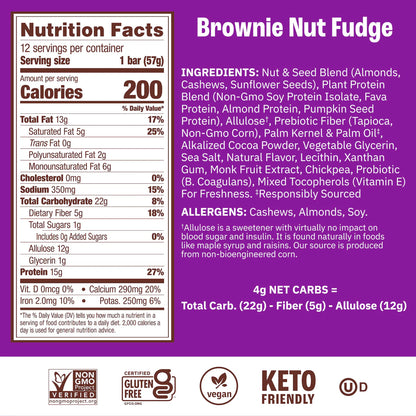 Munk Pack | Probiotic Protein Brownie Nut Fudge Bar | Gluten-Free Keto Friendly (2.01oz)