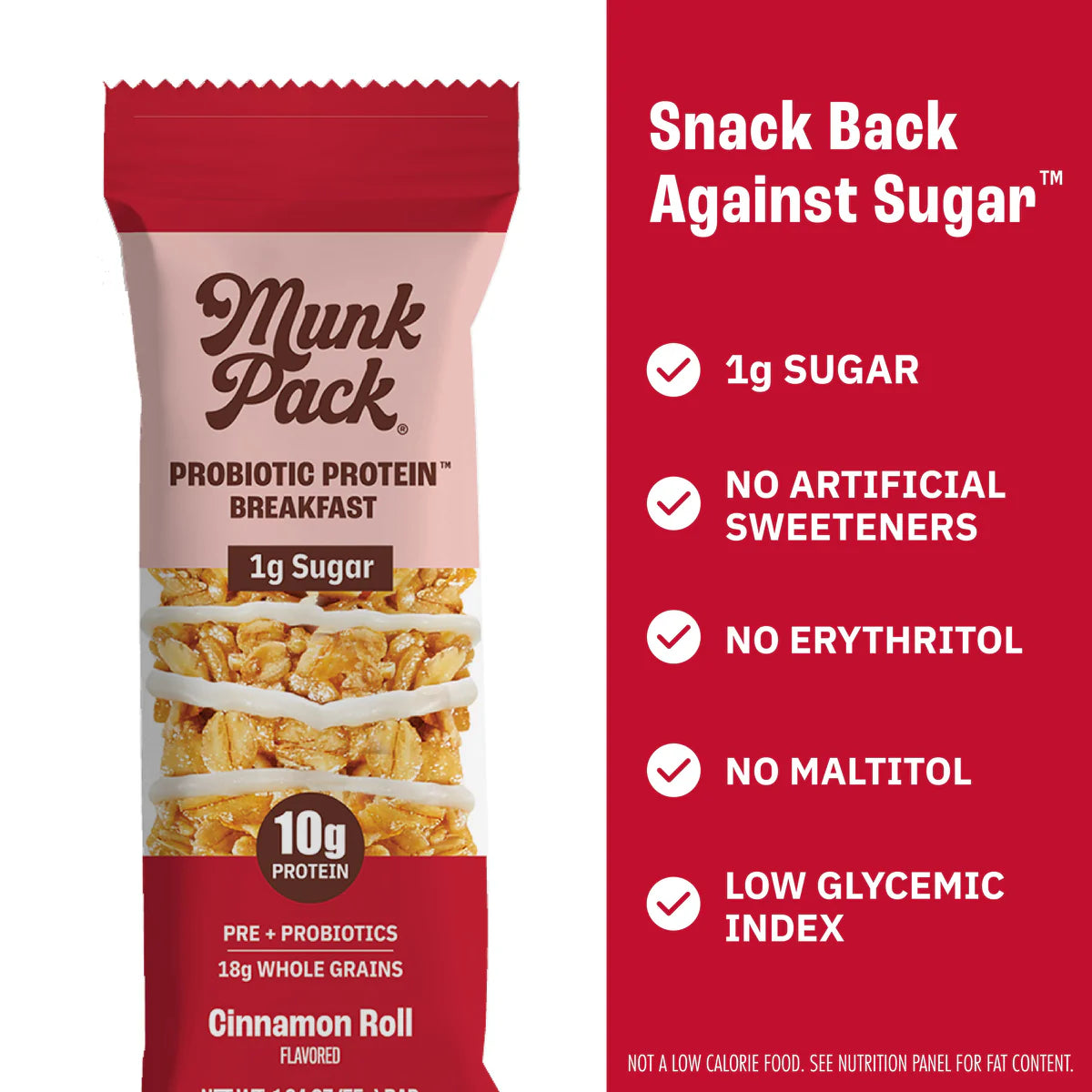 Munk Pack | Probiotic Protein Breakfast Cinnamon Roll Bar | Gluten-Free Vegan (1.94oz)