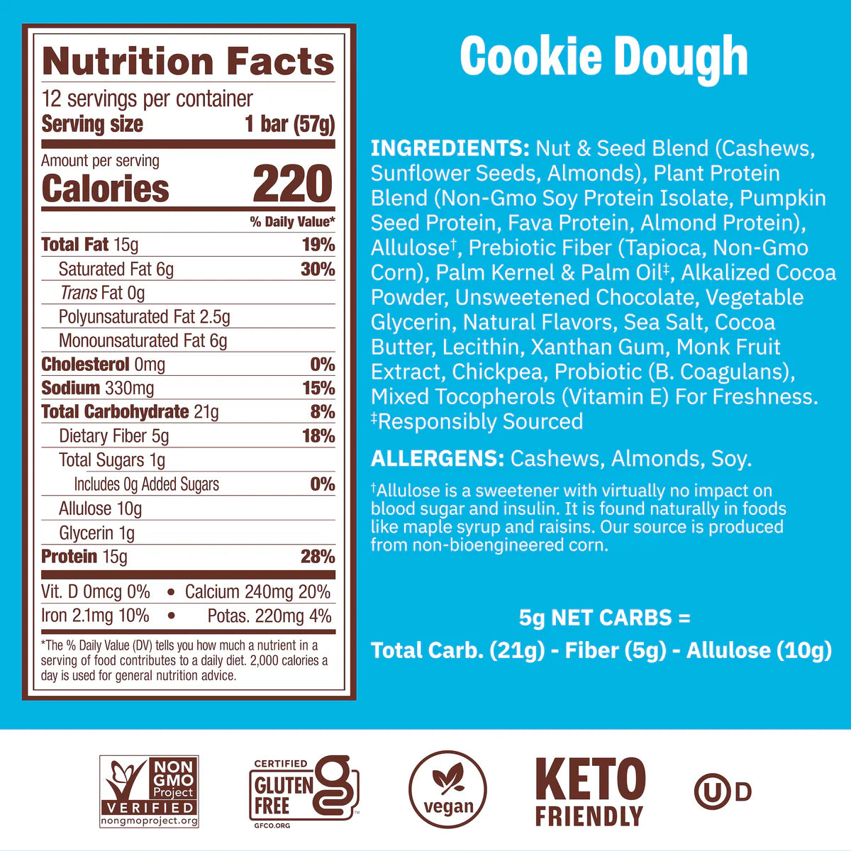 Munk Pack | Probiotic Protein Cookie Dough Bar | Gluten-Free Keto Friendly (2.01oz)