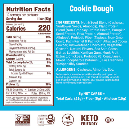 Munk Pack | Probiotic Protein Cookie Dough Bar | Gluten-Free Keto Friendly (2.01oz)