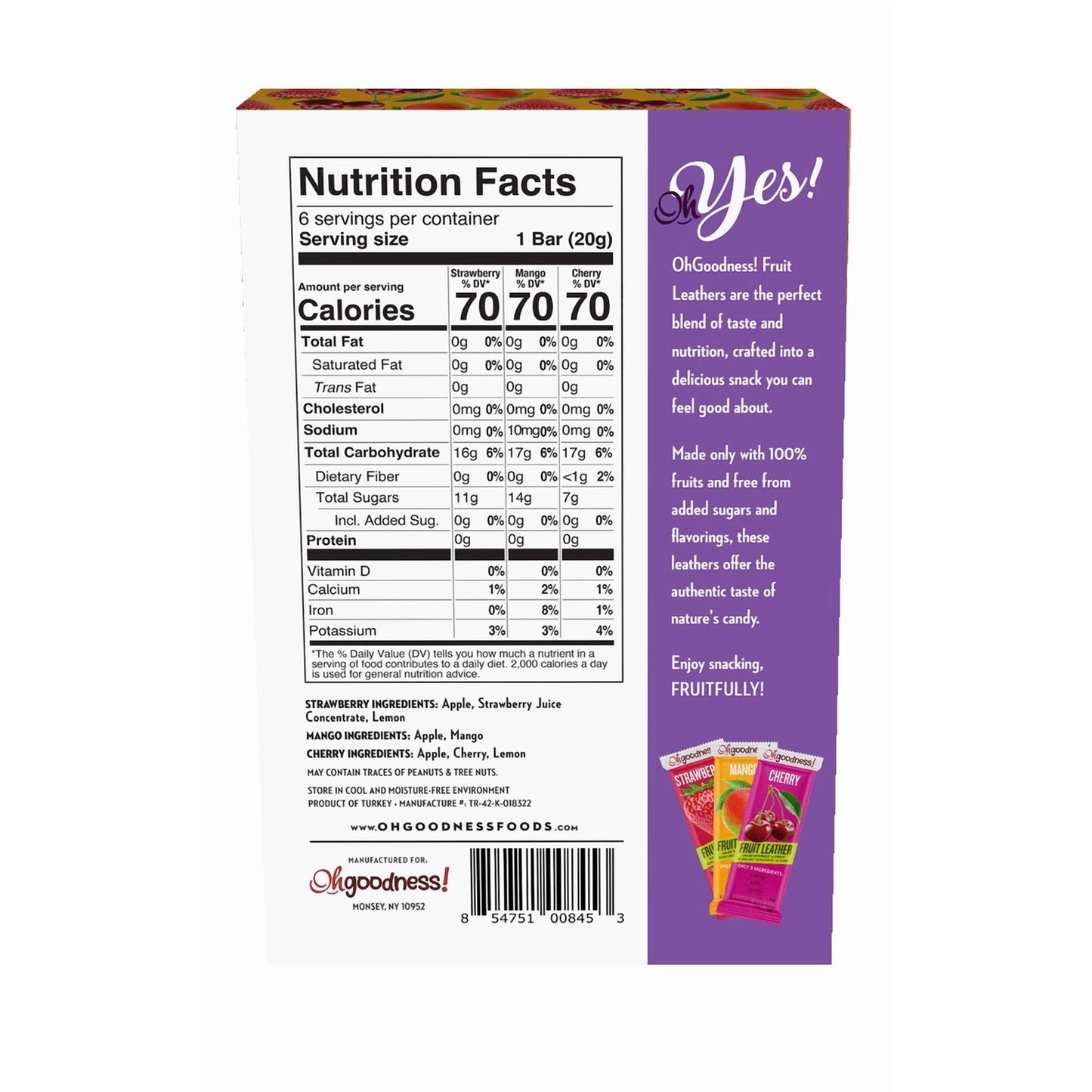 Oh Goodness Fruit Leather Variety 6-Pack (Box)