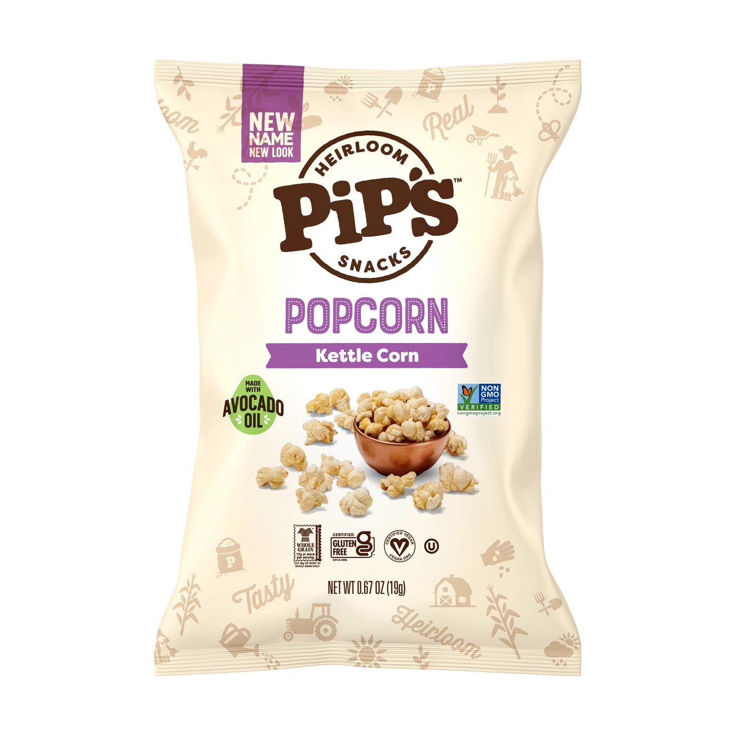 Heirloom Pip's Snacks Kettle Corn Popcorn 0.67oz Vegan Gluten-Free