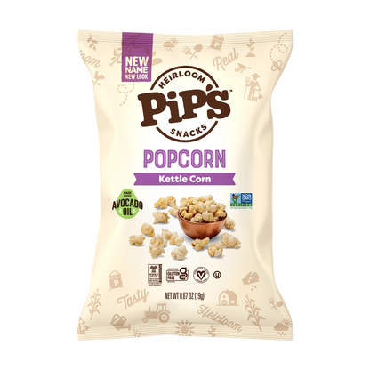 Heirloom Pip's Snacks Kettle Corn Popcorn 0.67oz Vegan Gluten-Free