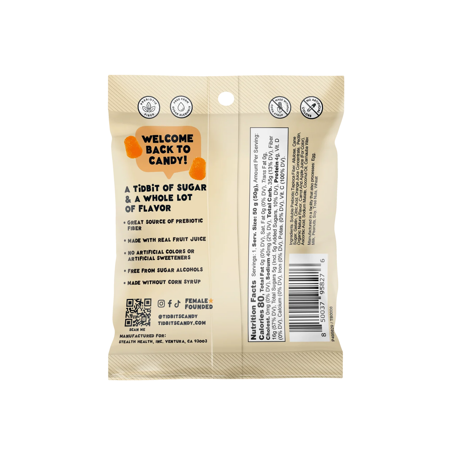 TiDBiTS Candy Orange Cream Gummies | Low Sugar 1.8oz