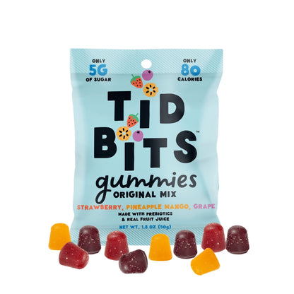 TiDBiTS Strawberry, Pinneapple Mango & Grape Gummies | Low Sugar 1.8oz